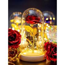 Rose Gold Foil LED Night Light, Flor vida eterna, Presente dos namorados, Presente criativo