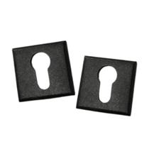 Roseta Quadrada Preta Padrão Euro p/ Fechadura Porta