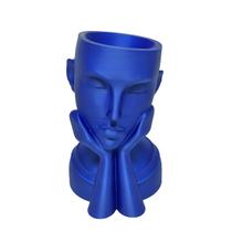 Rosto Enfeite Decoração Impressão 3D Porta Objeto Vaso 14 cm Sala Azul Metálico Rosto Enfeite Decoração Impressão 3D Porta Objeto Vaso 14 cm Sala Azul Metálico
