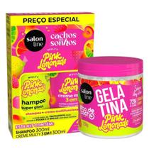 Rotina e Fixação Forte: Kit Shampoo/Creme Multy e Gelatina Pink Lemonade Salon Line