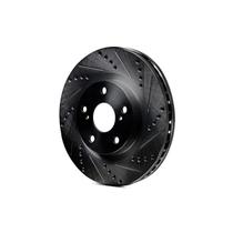 Rotor de freio R1 Concepts perfurado e com fenda preto dianteiro esquerdo Rotor de freio R1 Concepts perfurado e com fenda preto dianteiro esquerdo