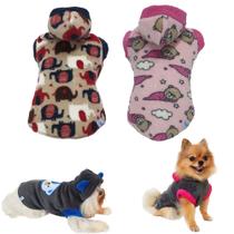 Roupa Agasalho Casaco Puppy Pet com Capuz Cachorro Gato Outono Inverno Pickorruchos- Médio