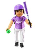 Roupa American Fashion World Purple Baseball para bonecas de 18 polegadas