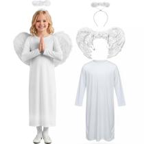 Roupa Anjo Infantil Coroação Bata Branca Fantasia Querubim