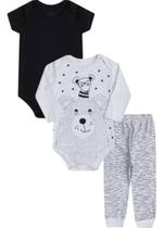 Roupa bebe Body manga longa + body manga curta + Calça com punho algodão kit 3 peças Menino Menina enxoval maternidade inverno, frio P,M,G,GG Roupa bebe Body manga longa + body manga curta + Calça com punho algodão kit 3 peças Menino Menina enxoval maternidade inverno, frio P,M,G,GG
