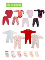 Roupa Bebe Kit 18 peças Macacão Body manga Longa Mijão Meia Menina