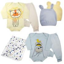 Roupa Bebe Kit 7 Pçs Toucas Conjunto Body E Mijão E Cueiro Roupa Bebe Kit 7 Pçs Toucas Conjunto Body E Mijão E Cueiro