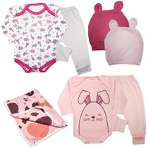 Roupa Bebe Kit 7 Pçs Toucas Conjunto Body E Mijão E Cueiro Roupa Bebe Kit 7 Pçs Toucas Conjunto Body E Mijão E Cueiro