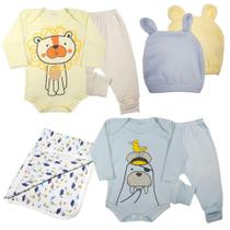 Roupa Bebe Kit 7 Pçs Toucas Conjunto Body E Mijão E Cueiro