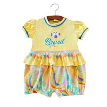 Roupa Bebê Menina Copa Do Mundo Brasil 100% Algodão