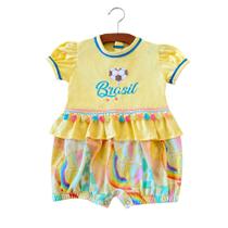 Roupa Bebê Menina Copa Do Mundo Brasil 100% Algodão Roupa Bebê Menina Copa Do Mundo Brasil 100% Algodão