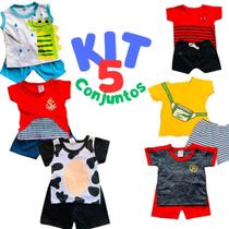 Roupa Bebê Menino Kit 5 Conjuntos Infantil Menino Bebê 0 á 6 Mes Sortidos Roupas de Bebe Menino Economico Atacado Enxoval