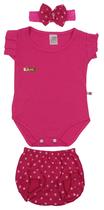 Roupa Bebê Recém-nascido Menina Body C/ Tapa Fralda E Tiara - Eve Baby