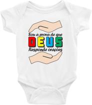 Roupa Body Bebê Infantil Sou a Prova de Que Deus Responde Orações - TAMANHO RN Roupa Body Bebê Infantil Sou a Prova de Que Deus Responde Orações - TAMANHO RN