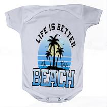 Roupa Body Bebê Manga Comprida Estampado Better Beach Praia