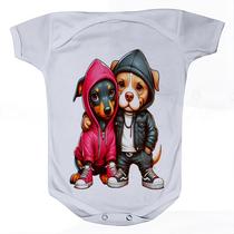 Roupa Body Bebê Manga Comprida Estampado De Cachorrinhos