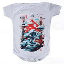 Roupa Body Bebê Manga Comprida Estampado de Desenho Japonês