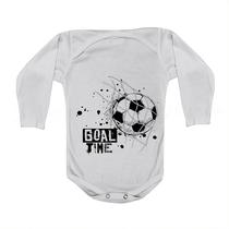 Roupa Body Bebê Manga Comprida Estampado de Futebol