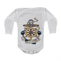 Roupa Body Bebê Manga Comprida Estampado Desenho Pirata