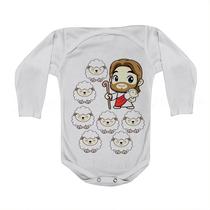 Roupa Body Bebê Manga Comprida Estampado Evangélico