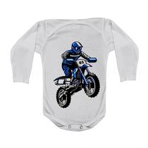 Roupa Body Bebê Manga Comprida Estampado Moto Esportiva