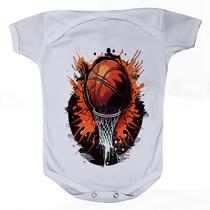 Roupa Body Bebê Manga Curta Estampado Bola Basquete