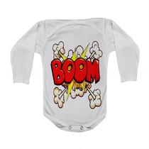 Roupa Body Bebê Manga Curta Estampado Boom HQ Quadrinhos