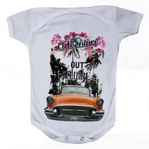 Roupa Body Bebê Manga Curta Estampado Carro Clássico