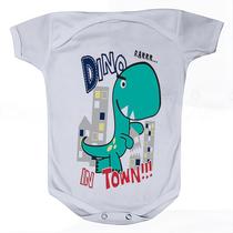 Roupa Body Bebê Manga Curta Estampado de Dinossauro