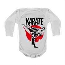 Roupa Body Bebê Manga Curta Estampado Karate