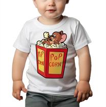 Roupa Body Bebê Manga Curta Estampado Pipoca Jerry