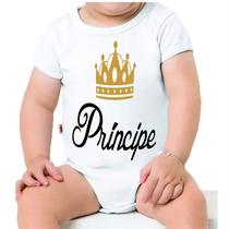 Roupa Body Bebê Manga Curta Estampado Príncipe Infantil