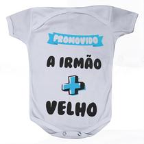 Roupa Body Bebê Manga Curta Estampado Promovido a Irmão