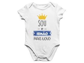 Roupa Body Bebê Sou o Irmão mais novo Branca
