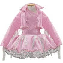 Roupa Boiadeira Ana Castela Adulta de Luxo Jaqueta Com Franja e Vestido Rosa P 36 - 38 Roupa Boiadeira Ana Castela Adulta de Luxo Jaqueta Com Franja e Vestido Rosa P 36 - 38