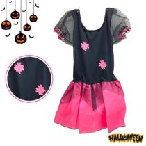 Roupa Bruxinha Rosa Festa Halloween Aniversário Infantil Fantasia Desenho 3 Tamanhos