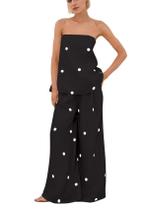 Roupa calbática feminina de bolinhas, 2 peças, camiseta tubular com calças largas