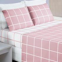 Roupa Cama Solteiro Infantil Menino Ou Menina Austin Xadrez Super Moderno 3 Pecas