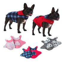 Roupa Capa Dupla Face Pet Macio Anti Alérgico Cachorro Buldogue Pug Roupinha Pickorruchos - Grande