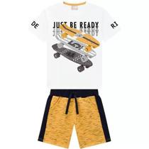 Roupa Conjunto Infantil Menino Camisa Manga Curta Estampa Skate + Bermuda Moda Verão Milon