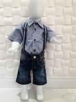 Roupa Conjunto Infantil Suspensório Menino 3 Anos