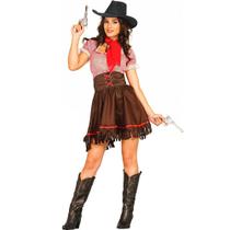 Roupa Country Feminina Vestido de Festa Junina Xadrez Vermelho Vaqueira com Franja