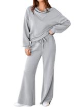 Roupa de 2 peças: moletom feminino Aleumdr, agasalho de outono, cinza Roupa de 2 peças: moletom feminino Aleumdr, agasalho de outono, cinza