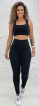 Roupa de Academia Feminina Conjunto Preto Top e Legging Treino Fitness