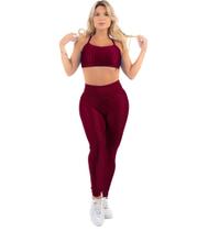 Roupa De Academia Top Costas Nuas+ Legging Conjunto New Zig