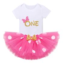 Roupa de aniversário IMEKIS Newborn Baby Girls Polka Dots 1st