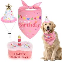 Roupa de aniversário para cães EXPAWLORER, chapéu fofo, bandana, cachecol, brinquedo