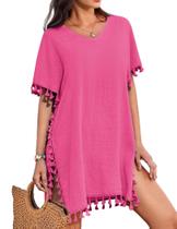 Roupa de banho com capa de banho AI'MAGE Tassel Swimsuit com decote em V rosa Roupa de banho com capa de banho AI'MAGE Tassel Swimsuit com decote em V rosa