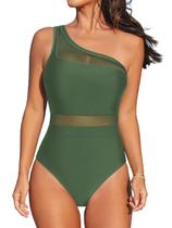 Roupa de banho de uma peça CUPSHE, malha de pescoço assimétrico Roupa de banho de uma peça CUPSHE, malha de pescoço assimétrico