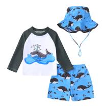 Roupa de banho Eaerobc Toddler Baby Boy Rashguard com chapéu de sol 4T Roupa de banho Eaerobc Toddler Baby Boy Rashguard com chapéu de sol 4T